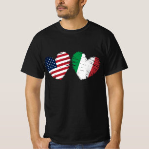 USA Italië Vlag Hart Italiaans Amerikaans T-shirt