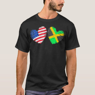 USA Jamaica Vlag Hart Valentijnsdag Jamaicaanse Am T-shirt