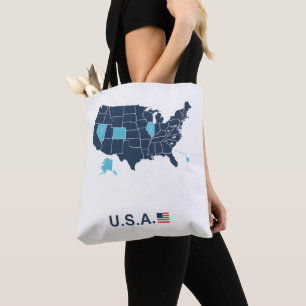 USA kaart geborduurd patch trucker leer Draagtas