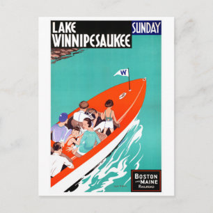 USA Lake Winnipesaukee Restored Vintage Poster Briefkaart