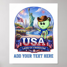 USA Land of Freedom Cute Travel Badge