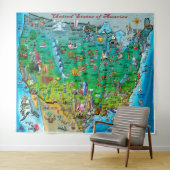 USA Leuke kaart Tapestry Wandkleed (In Situ (horizontaal))