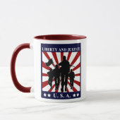 USA Liberty and Justice Soldiers Patriotic Mug (Gauche)
