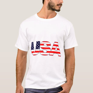 USA-logo beginletters met Amerikaanse vlag T-shirt