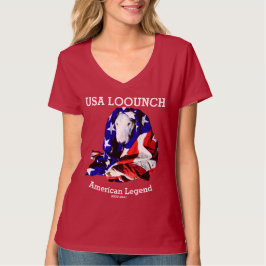 USA LOOUNCH Womens V Neck T-shirt