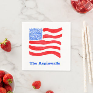 USA Los Waterverf Amerikaanse Vlag Papier Servet