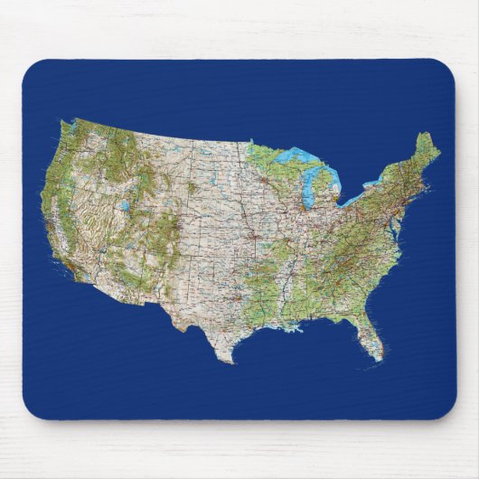 USA Map Mousepad Muismat (Voorkant)