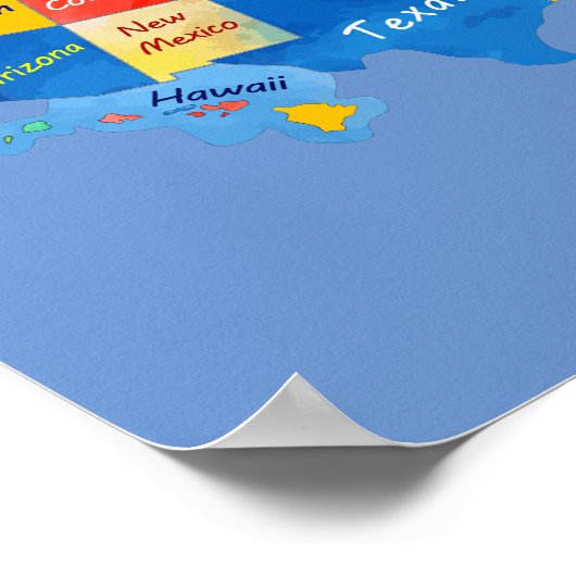 USA MAP watercolor artwork Poster (Coin)