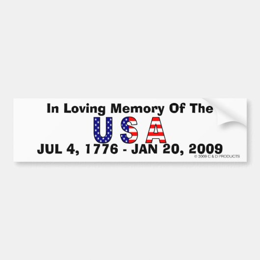 USA Memory Bumpersticker (Voorkant)