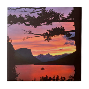 USA, Montana, Glacier National Park. Landschap Tegeltje