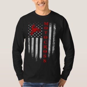  USA Motorcross Dirt Bike Amerikaanse Vlag Pat T-shirt