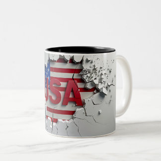 USA Mug, 4th of July Mug, Independence Day Tweekleurige Koffiemok