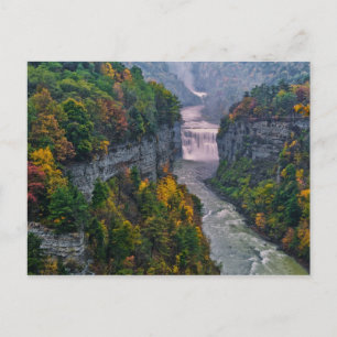 USA, New York, Letchworth State Park. de rivier en Briefkaart