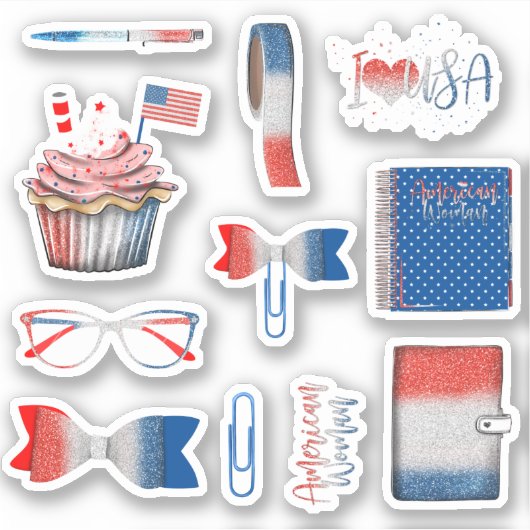 Usa Onafhankelijkheidsdag planner sticker set 02 (Voorkant)