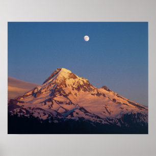 USA, Oregon, Mt Hood. Sunset creëer alpenglow Poster