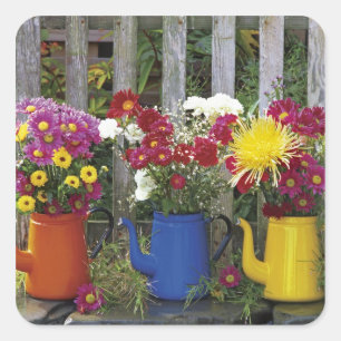 USA, Oregon, Portland. Antiek enamelware Vierkante Sticker