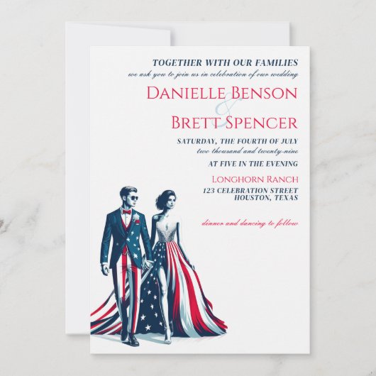 USA paar bruiloft uitnodiging (Voorkant)