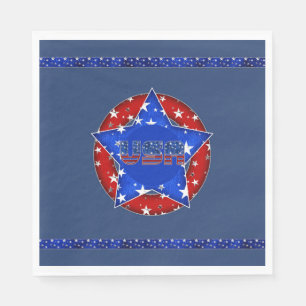 USA Paper Napkins Red, White, Blue Servet