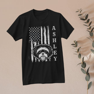 USA Patriot Shih tzu Dog US Pet T-shirt