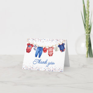 USA Patriotic All American Baby Rood Wit en Blauw Bedankkaart