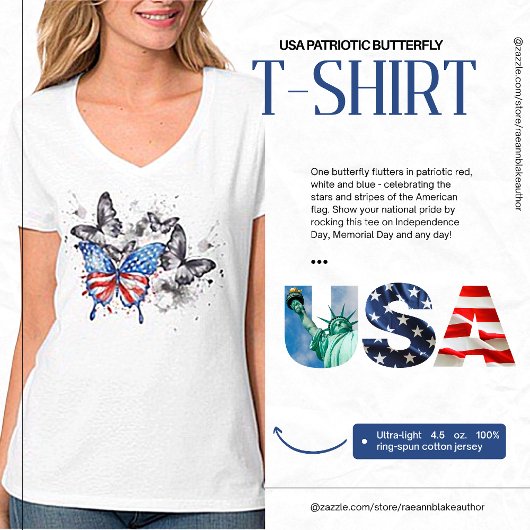 USA Patriotic Butterfly T-shirt