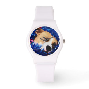USA Patriotic Dog American Pit Bull Terrier Horloge