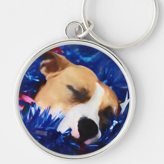 USA Patriotic Dog American Pit Bull Terrier Sleutelhanger (Voorkant)