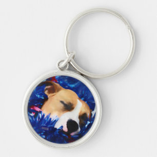USA Patriotic Dog American Pit Bull Terrier Sleutelhanger