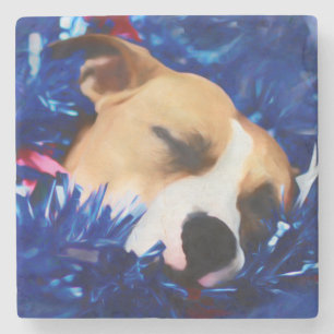 USA Patriotic Dog American Pit Bull Terrier Stenen Onderzetter
