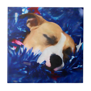 USA Patriotic Dog American Pit Bull Terrier Tegeltje
