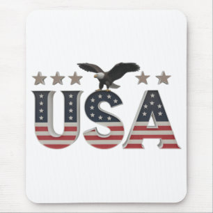 USA Patriotic Eagle + Sterren Vlag Ontwerp voor Pr Muismat