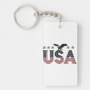 USA Patriotic Eagle + Sterren Vlag Ontwerp voor Pr Sleutelhanger
