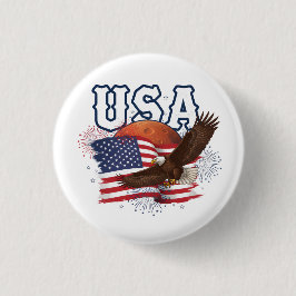 USA Patriotic Eagle with Mars Red Planet Design Ronde Button 3,2 Cm