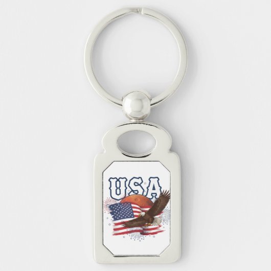 USA Patriotic Eagle with Mars Red Planet Design Sleutelhanger (Voorkant)