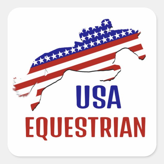 USA Patriotic Equestrian  Vierkante Sticker (Voorkant)