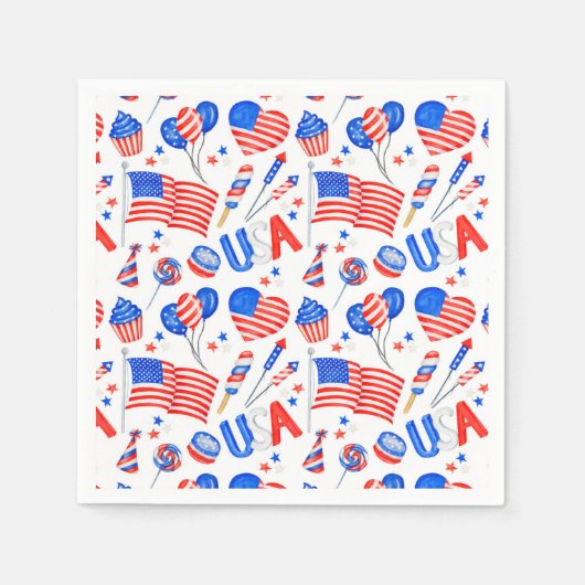 USA Patriotic Flag Paper Napkin Servet (Voorkant)