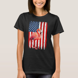 USA Patriotic Flamingo American Flag 4th Of July M T-shirt