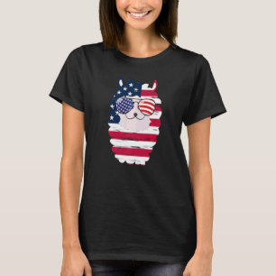 USA Patriotic Llama US Flag Glasses 4 juli Alpa T-shirt