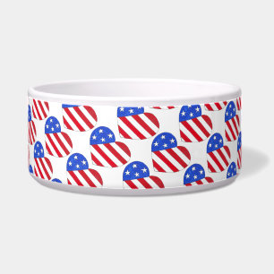 USA Patriotic Love Heart Red White Blue Flag Bowl Voerbakje