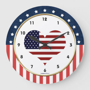 USA Patriotic Military Heart Wall Clock Grote Klok