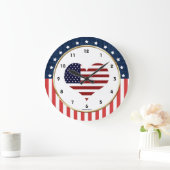USA Patriotic Military Heart Wall Clock Grote Klok (Huis)