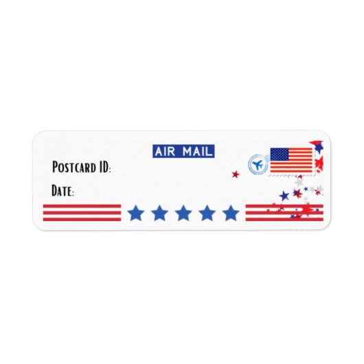 USA Patriotic Postcrossover Briefkaart ID Labels (Voorkant)