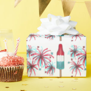 USA Patriotic Rocket Pop Popsicle Fireworks 4 juli Cadeaupapier