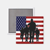 USA Patriotic Square Magnet Magneet (Voorkant / Achterkant)