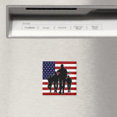 USA Patriotic Square Magnet Magneet (Insitu (Vaatwasser))