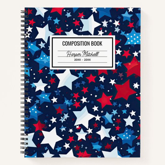 USA Patriotic Stars Composition Carnet (Devant)