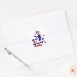 USA Patriottisch VROUWENTENNIS Vierkante Sticker