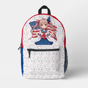 USA patriottische anime meisje Bedrukte Rugzak