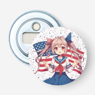 USA patriottische anime meisje Button Flesopener