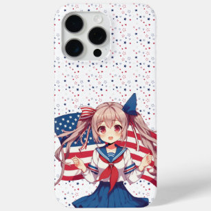 USA patriottische anime meisje iPhone 15 Pro Max Hoesje